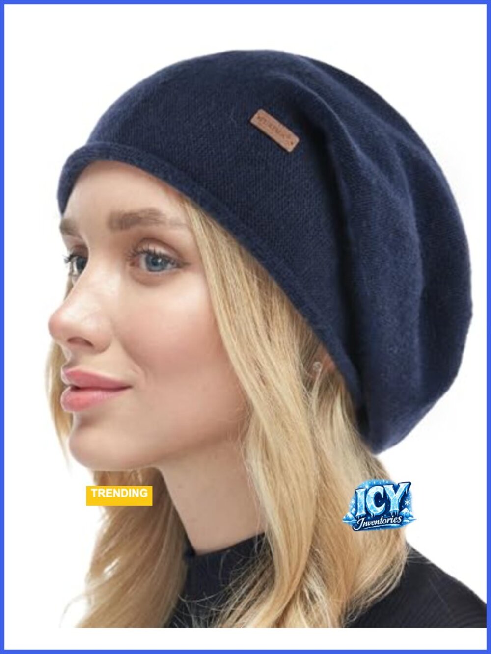 Cashmere Wool Blend Slouchy Beanie Winter Hat Soft Warm Knit Skull Cap